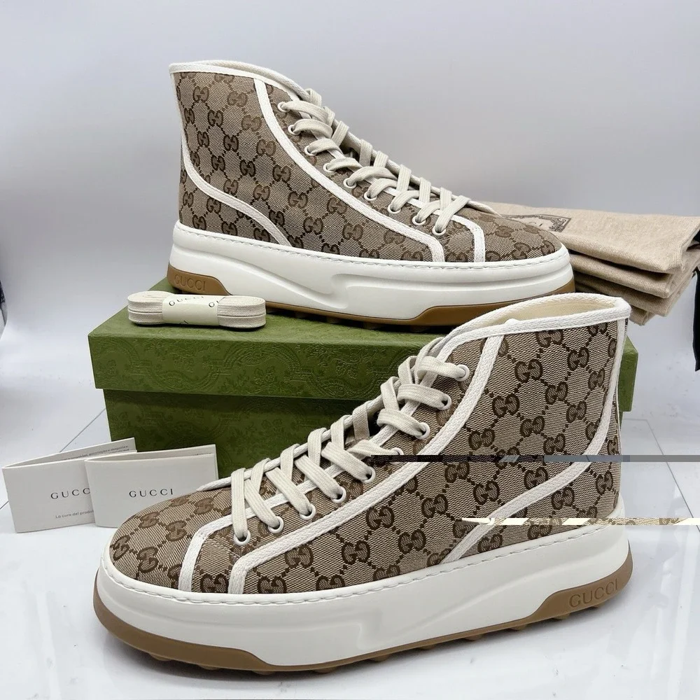 Gucci TENNIS 1977 TRECK HIGH GG JACQUARD SNEAKER Interlocking Mens UK 12 US 12.5